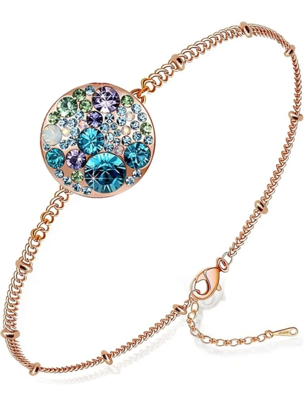 Dainty Adjustable Austrian Crystal Bracelet - 14K Gold Plated Colorful Charm